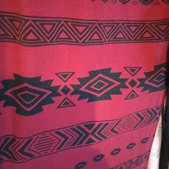 Lularoe Michelle Size L Dark Burgundy Aztec Print  Wrap Dress Belted - Picture 4 of 5